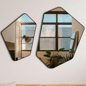 Irregular Bathroom Mirror, Asymmetrical Wall Mirror, Aesthetic Angled Mirror, Hallway Mirror for Home Decor, Hanging Mirror for Living Room