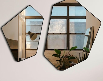 Irregular Bathroom Mirror, Asymmetrical Wall Mirror, Aesthetic Angled Mirror, Hallway Mirror for Home Decor, Hanging Mirror for Living Room