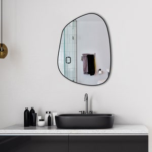 Irregular Bathroom Mirror for Washbasin, Asymmetrical Mirror Cloud Shape Aesthetic Black Mirror Wall Decor, Hallway Mirror, Large Mirror
