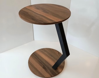 Walnut C Table: Modern Laptop Stand, Small Space Side Table