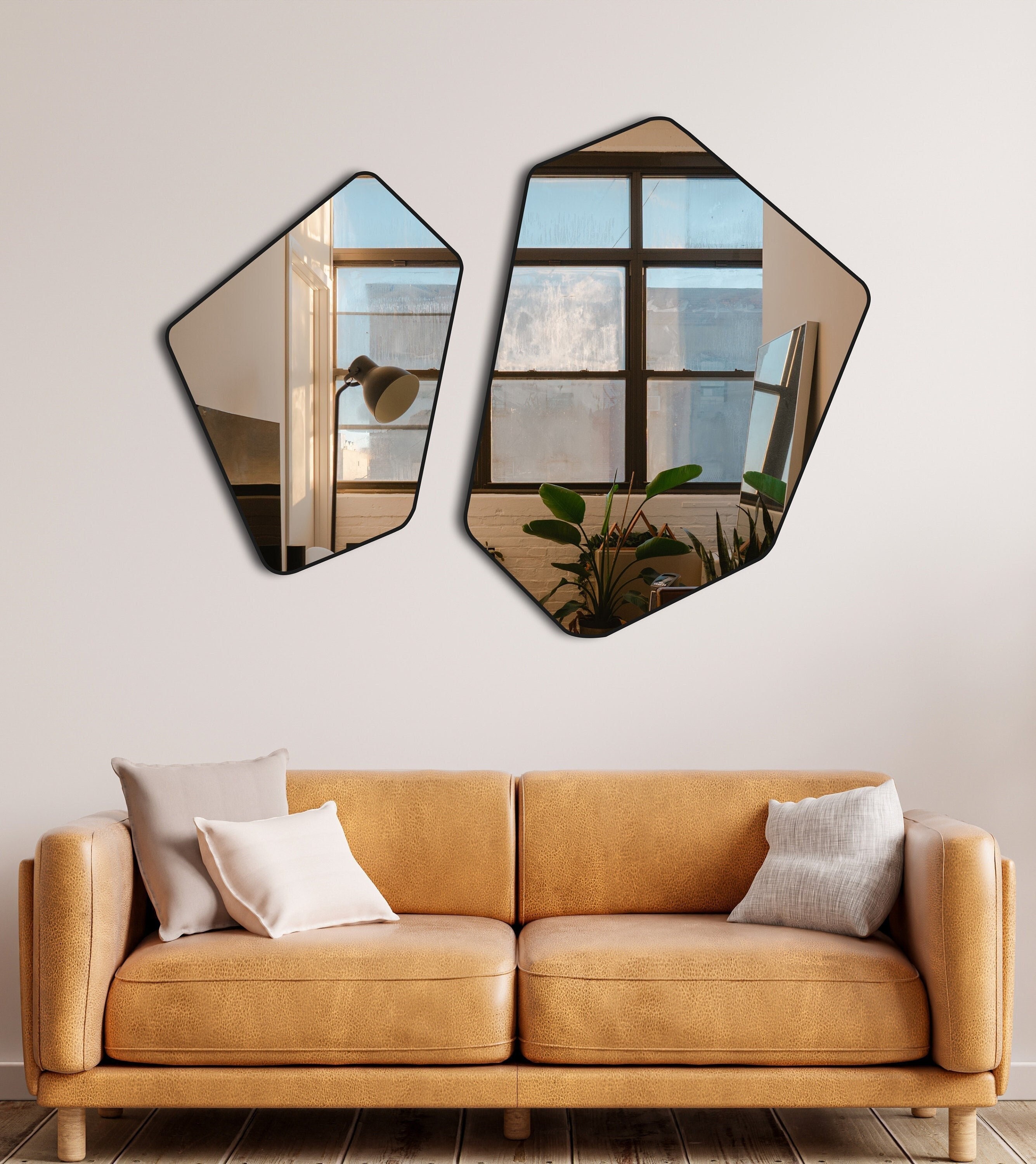Irregular Bathroom Mirror, Asymmetrical Wall Mirror, Aesthetic Angled Mirror,  Hallway Mirror for Home Decor, Hanging Mirror for Living Room 