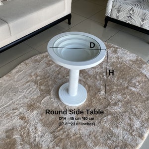 Table basse noire/blanche naturelle pour le salon, grande table basse ronde ovale en bois, table décorative personnalisée moderne avec plateau en verre image 7