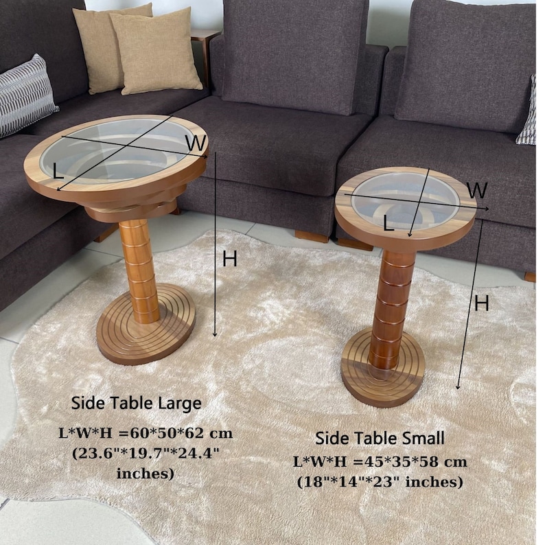 Natural Black/White Coffee Table for Living Room, Large Round Oval Wood Coffee Table, Modern Decorative Custom Table with Glass Top image 6