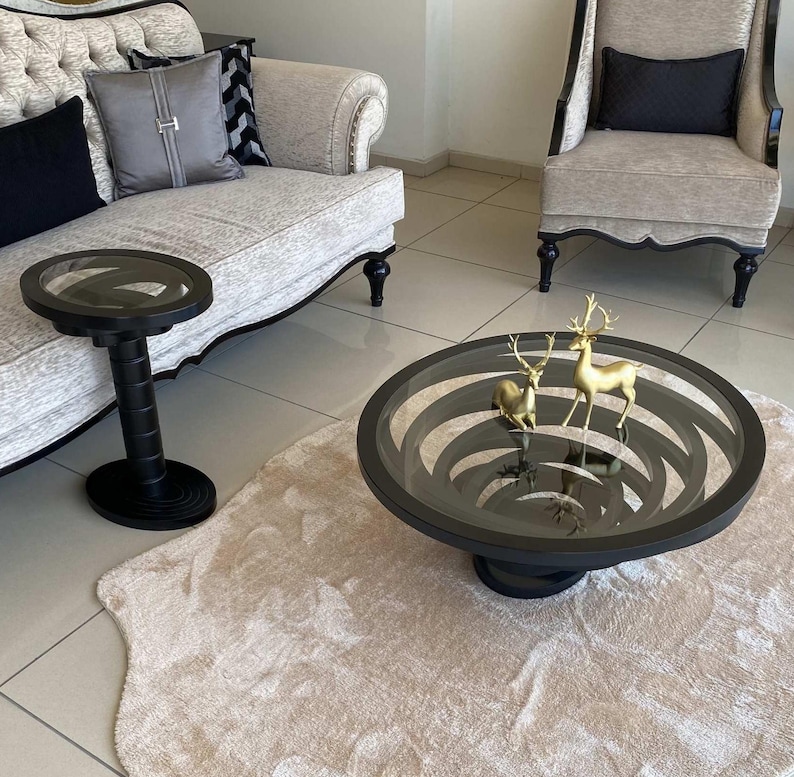 black modern coffee table set