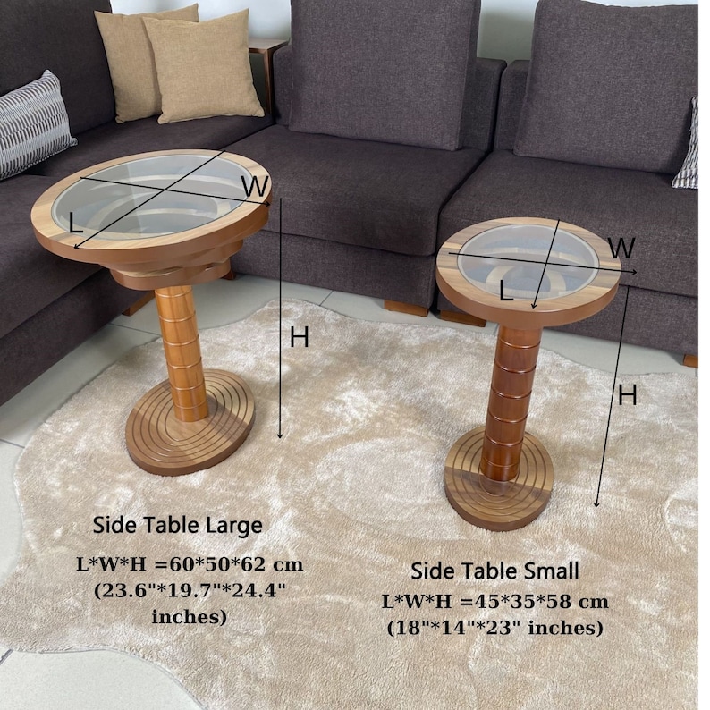 Ellipse Large Coffee Table for Living Room, Natural Walnut Coffee Table Modern Decorative Custom Design with Glass Top image 5