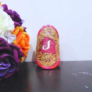 Envoltura/soporte de ramo de novia de cuero personalizado - Diseño floral - Para novias, damas de honor y niñas de las flores