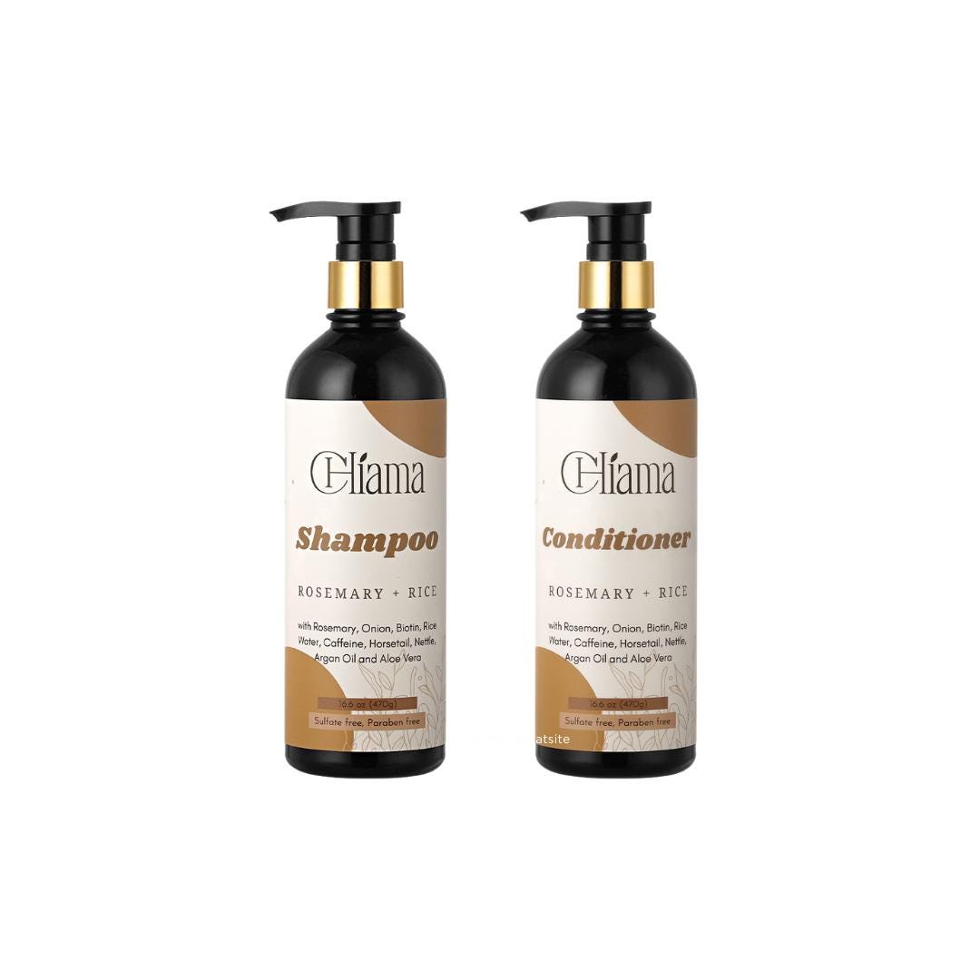 Shampooing + après-shampoing (romarin + eau de riz)