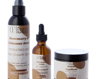 Set para estimular el crecimiento rápido / Paquete capilar de romero (bruma + grasa + aceite sérum)