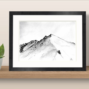 Affiche dessinée à l'encre de chine Au sommet des Alpes Affiche A4. image 3