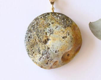 Unique marble color Baltic amber pendant, organic grey white untreated amber jewelry, round shape large gem amber jewellery fashion