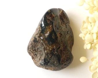 Black raw Baltic amber stone, black gemstone, natural Baltic amber souvenir stone, memorabilia home decor amber rare stone gift
