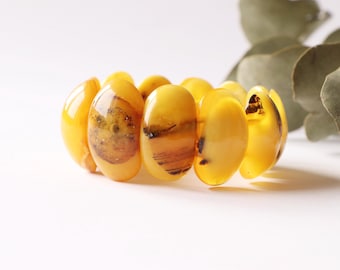 Butterscotch amber bracelet, orange natural Baltic amber, natural stone fashion amber bracelet for adult, classic bracelet for mother