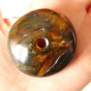 Massive amber donut pendant unpolished lemon color amber bead amber pendant natural baltic amber stone amber jewelry amber donut large amber