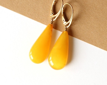 Orange color amber earrings, dangle drop antique earrings, natural Baltic amber jewellery, amber gift for sister, amber anniversary gift