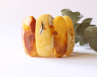 Massive orange Baltic amber bracelet, classic natural amber bracelet for adult, fashion unique gem bracelet, super large amber jewellery