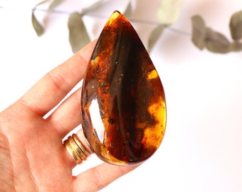 Massive baltic amber stone, natural amber stone, polished amber, gemstone, mineral stone, healing amber, big amber bead, large resin stone