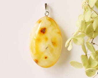Unique color amber pendant, natural baltic amber jewelry, gemstone pendant, pendants, white amber pendant, amber jewellery, small amber