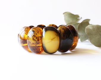 Very large unique natural Baltic amber bracelet for adult, heavy classic Baltic amber bracelet, honey amber color handmade amber bracelet