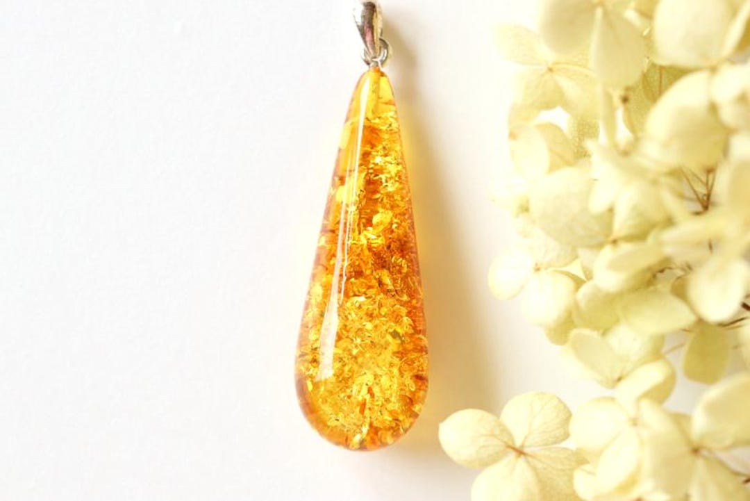Amber Free Form Oval Pendant