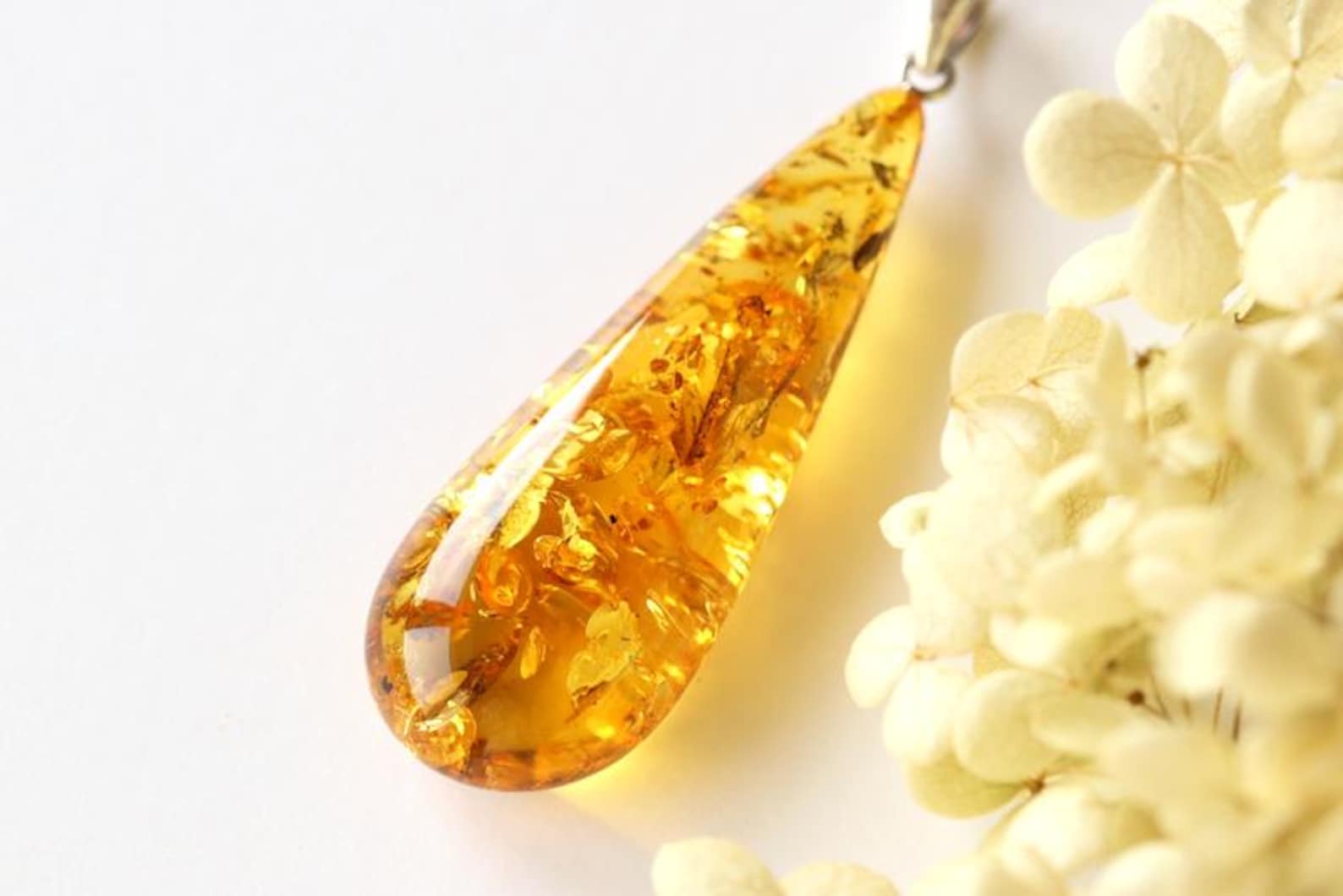 Massive Natural Baltic Amber Pendant, Golden Color Resin Stone Amber ...