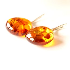 Dangle amber earrings, amber jewelry, round amber earrings, sterling silver clasp, natural Baltic amber,cognac amber earrings,round earrings image 6