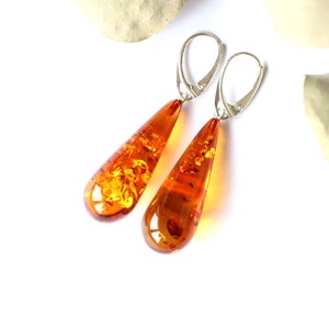 Cognac amber earrings, amber silver jewelry, natural baltic amber jewelry, dangle earrings, amber jewellery, gemstone earrings, amber gift