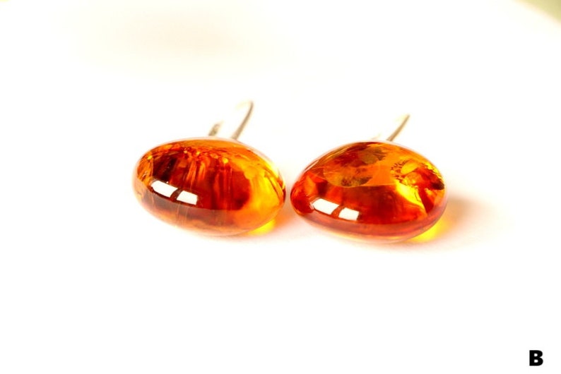 Dangle amber earrings, amber jewelry, round amber earrings, sterling silver clasp, natural Baltic amber,cognac amber earrings,round earrings image 7