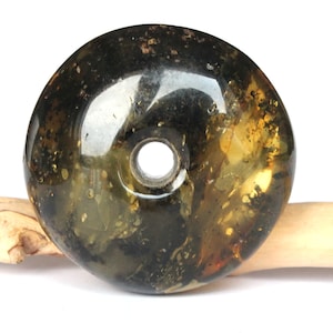 Large donut amber pendant, massive amber pendant with hole, amber doughnut, natural Baltic amber, amber jewelry, round amber pendant amulet