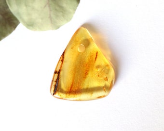 Amber stone with hole, natural Baltic amber, gem jewelry, amber pendant, genuine amber bead, free style amber pendant, boho pendant 7.7 g