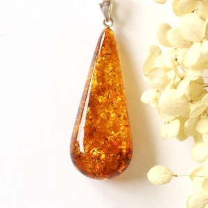 Exclusive gold amber pendant cognac amber natural Baltic amber pendant royal amber jewelry massive long pendant amber her gift for sister
