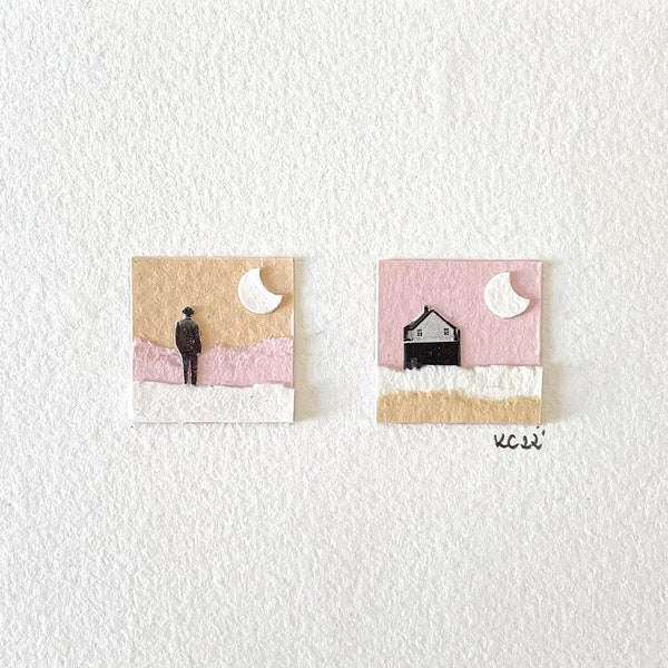 Small handmade collage artwork with minimalist style