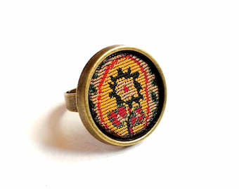 adjustable Termeh Ring, persian Ring with Paisley Pattern