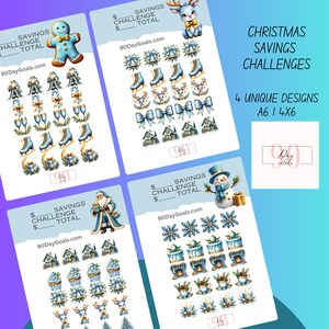 A6 light blue Christmas Money Binder Savings Challenge | Budget Binder Printable Tracker | Cash Envelope System | 52-Week Savings Goal