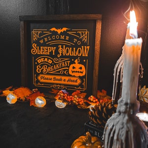 Sleepy Hollow Dead & Breakfast Halloween Wooden Sign | Fall Autumn Home Decor | Gothic Room Decor | Spooky Wall Hanging