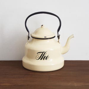 Vintage French Enamel Tea Pot Kettle