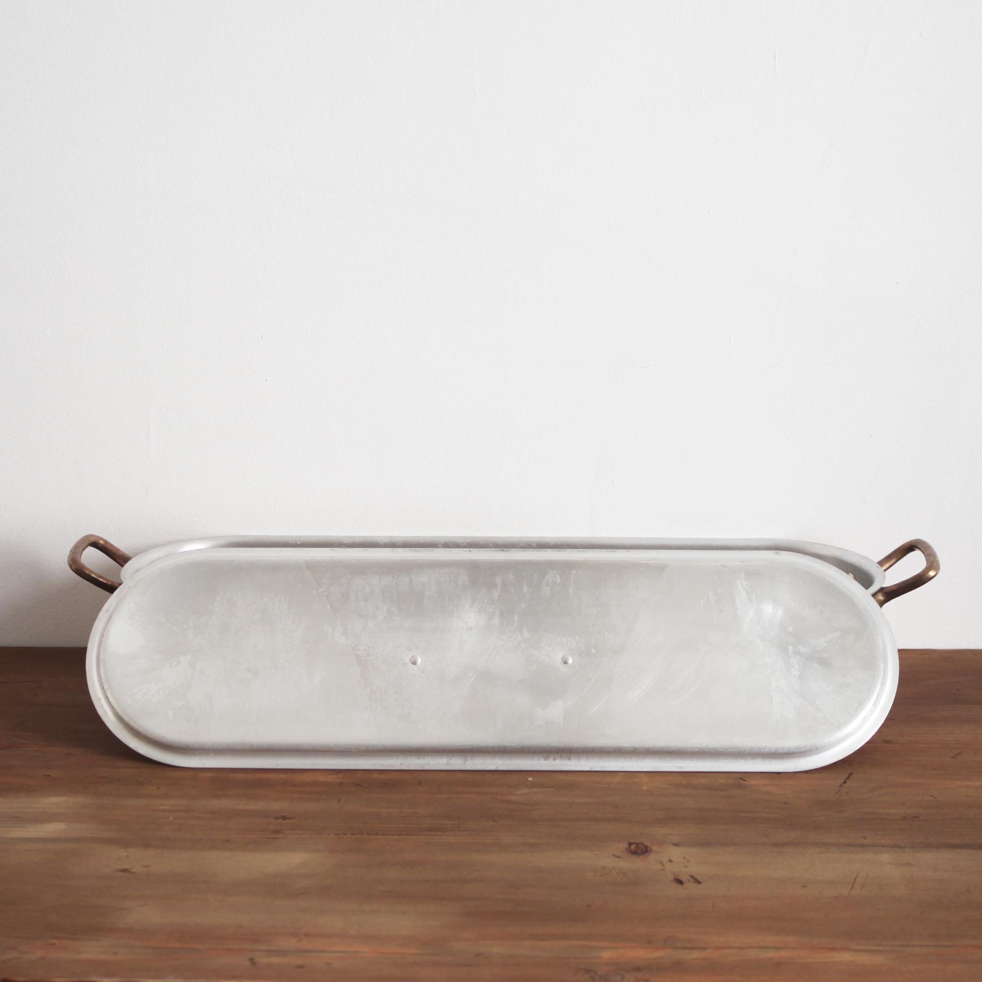 Grande Poissonnière Professionnelle Tournus En Aluminium, Avec Couvercle (occasion Vintage)