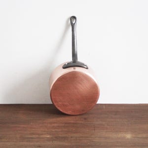 Vintage French Copper Pot Pan Saucepan with Cast Iron Handle