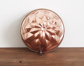 French Vintage Copper Cake Jelly Mold Tin Pan