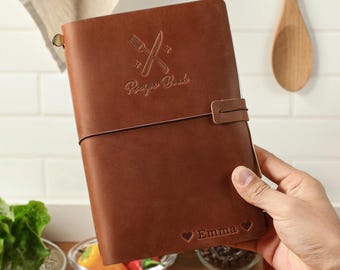 Personalized A5 Leather Recipe Book, Family Recipe Book, Custom Cooking Journal, Custom Recipe Journal, Gift for Mom, Mother's Day Gifts