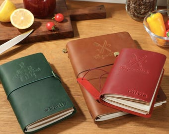 Personalized Logo Recipe Book, Genuine Leather Cookbook, A5 Leather Recipe Jouanl, Custom Recipe Book, Anniversary Gifts, Mother's Day Gifts