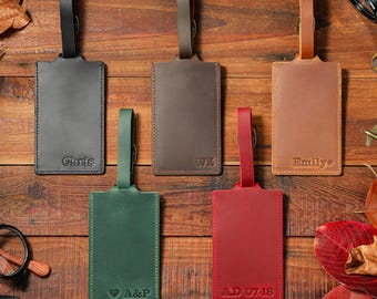 Personalized Leather Luggage Tag, Engraved Initials Luggage Tag, Custom Suitcase Tag, Wedding Favors, Party Favors, Travel Gift for Him Her