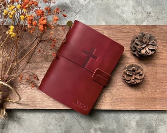 Custom Prayer Journal | Gift for Mom | Personalized Red Leather Journal | Custom Made Religious Journal | Leather Prayer Notebook