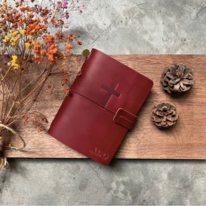 Custom Prayer Journal | Gift for Mom | Personalized Red Leather Journal | Custom Made Religious Journal | Leather Prayer Notebook