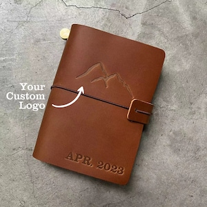 Custom Embossed Logo Journal | Custom Business Logo Leather Journal | Refillable Leather Journal | Personalized Birthday Gifts for Him Her