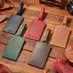 Étiquette à bagage personnalisée en cuir véritable, Étiquette à bagage avec nom gravé, Étiquette de valise faite main personnalisée, Cadeaux de mariage, Set de voyage