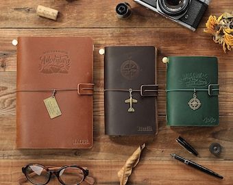 Journal en cuir personnalisé | Carnet de notes rechargeable personnalisé avec reliure en cuir de voyage fait main | Cadeaux de voyage