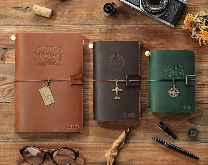 Personalisiertes Lederbuch | Personalisierte handgemachte Reise Leder gebunden nachfüllbar Journal Notebook Tagebuch | Reisegeschenke