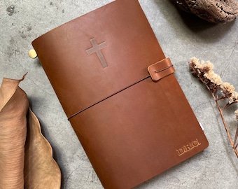 Custom Prayer Journal | Christian Gift | Personalized Leather Journal | Custom Made Religious Journal | Leather Prayer Bible Notebook