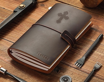 Custom Prayer Journal | Christmas Gift | Personalized Leather Journal | Custom Made Religious Journal | Leather Prayer Bible Notebook