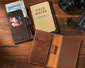 Custom Leather Notebook Cover, Personalized Field Notes Cover, Refillable Leather Journal, Pocket Journal Cover, Handmade Leather Cover